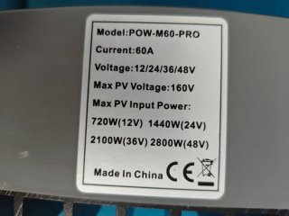 Regulador Carga Solar MPPT POW MR 60A.
