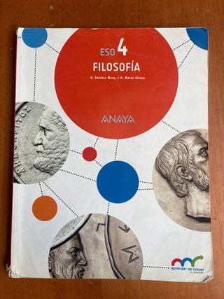 Libro de texto ANAYA Filosofía 4º ESO