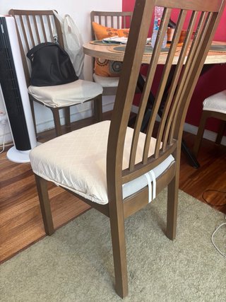 4 Sillas Comedor Ikea Madera Tela Beige