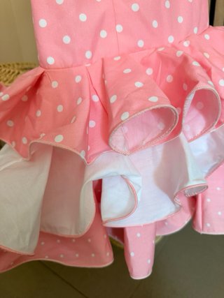 Vestido Flamenca Lunares Rosa y Blanco