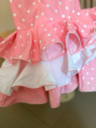 Vestido Flamenca Lunares Rosa y Blanco