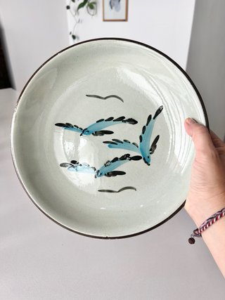 Plato decorativo cerámica vintage pájaros