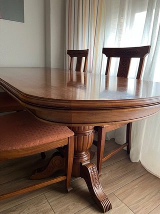 Conjunto mesa comedor y 4 sillas madera