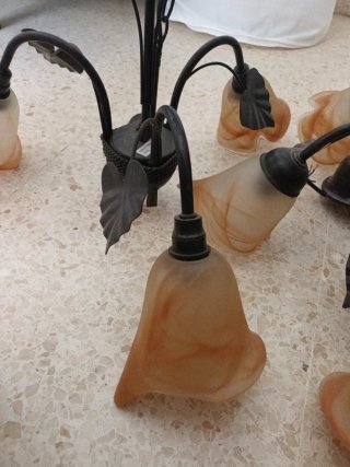 Lámparas de techo de metal y cristal