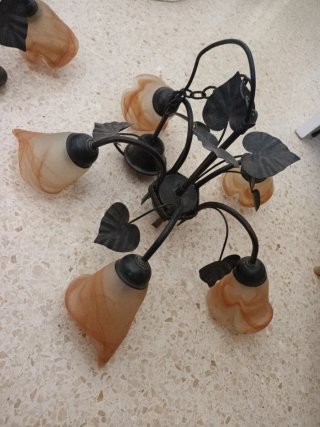 Lámparas de techo de metal y cristal