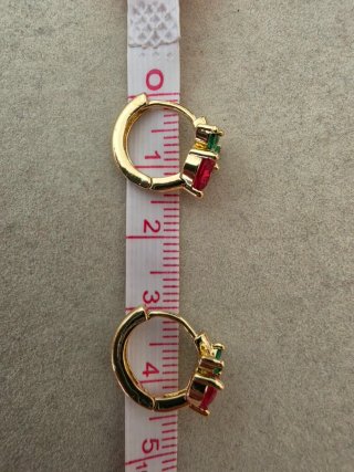 Pendientes Corazón Rojo y Hojas Verdes Laminado