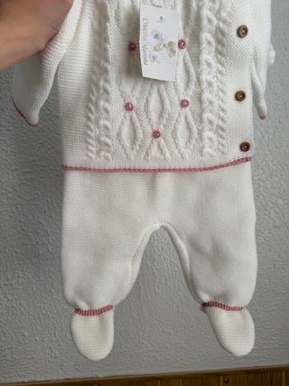 Conjunto primera puesta blanco y rosa 0 meses