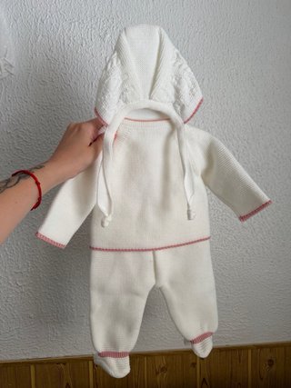 Conjunto primera puesta blanco y rosa 0 meses