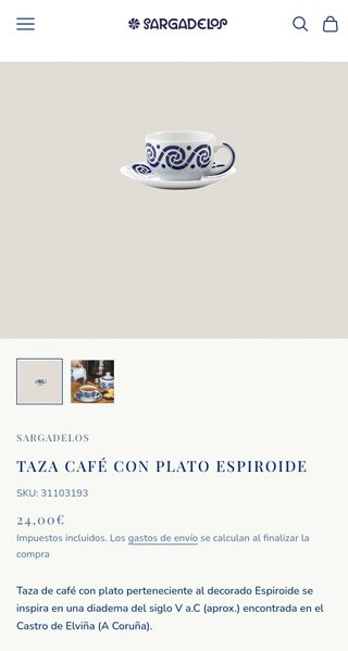 Taza y plato Sargadelos Espiroide