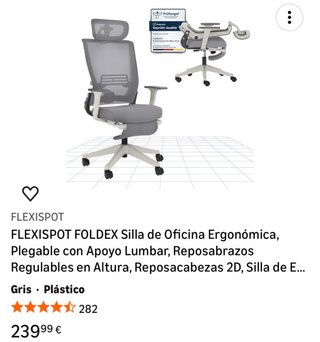 Silla Ergonómica Flexispot Plegable Reposapiés