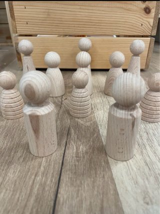 11 Muñecos de Madera para Juego Libre