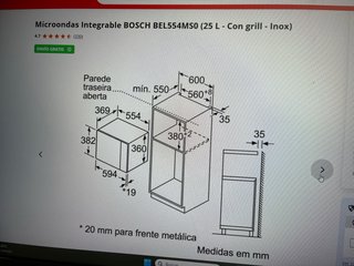Microondas Integrable Bosch BEL554MS0