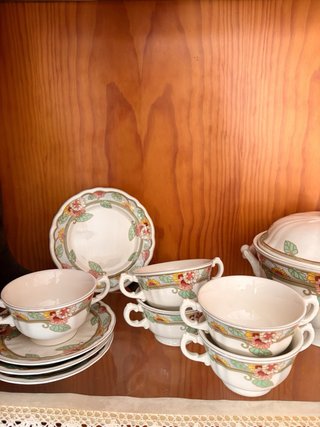 Juego de vajilla sopera floral de San Claudio