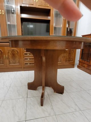 Mesa redonda cristal y madera