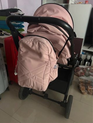 Carro de bebé rosa 3 piezas