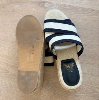 Sandalias cuña H&M rayas blancas y negras T.37