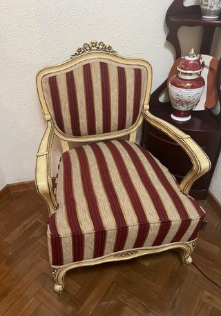 Sillón Vintage Francés Beige y Rojo