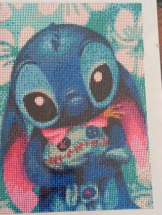 Cuadro Diamante Stitch Azul y Rosa