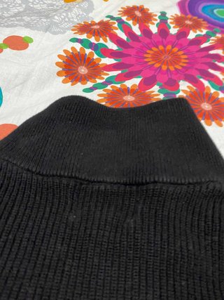 Sweater H&M Preto Quarter-Zip Canelado - Impecável