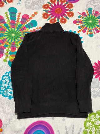 Sweater H&M Preto Quarter-Zip Canelado - Impecável