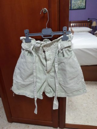 Bermudas mujer beige/verde