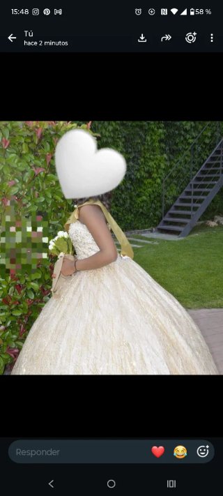 Vestido de Quinceañera Dorado y Blanco