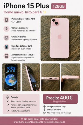 iPhone 15 Plus Rosa