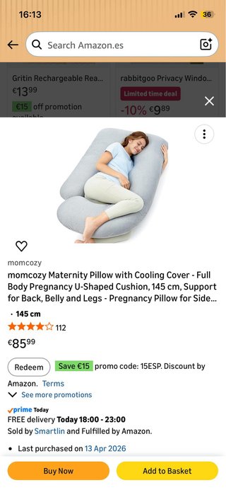 Almohada de embarazo Momcozy gris