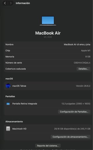 MacBook Air M1 2020 8GB RAM 256GB SSD