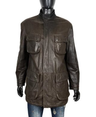 Trussardi Giacca Uomo 50 Cappotto Pelle Marrone