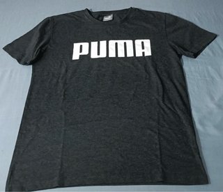 Camiseta Puma Negra Logo Blanco-Talla L