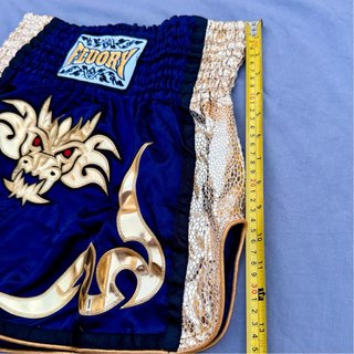 Shorts de Muay Thai Fluory MTSF99 – Azul/Dorado L