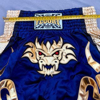 Shorts de Muay Thai Fluory MTSF99 – Azul/Dorado L