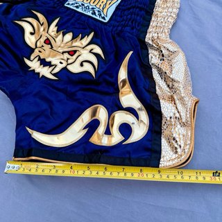 Shorts de Muay Thai Fluory MTSF99 – Azul/Dorado L