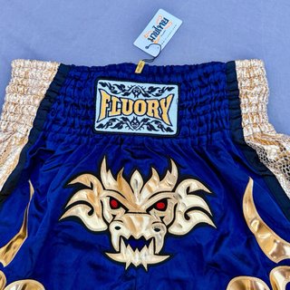 Shorts de Muay Thai Fluory MTSF99 – Azul/Dorado L