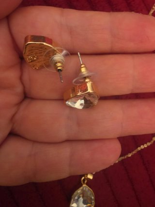 Conjunto Anillo y Pendientes Cristales Triangulare