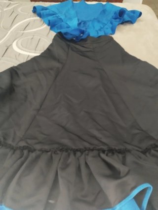 Falda Sevillana Ensayo Negra y Azul con pico al ho