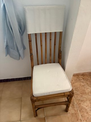 Mesa cristal y bambú + 6 sillas