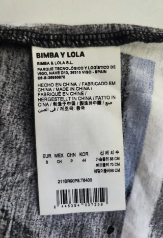 Vestido Bimba y Lola Negro Estampado Talla S-M