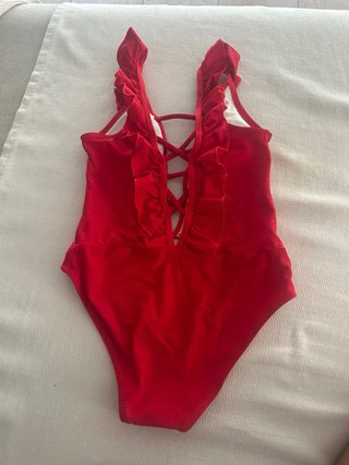 Bañador niña volantes rojo