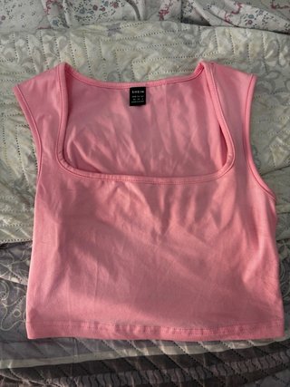 Top rosa Shein escote cuadrado