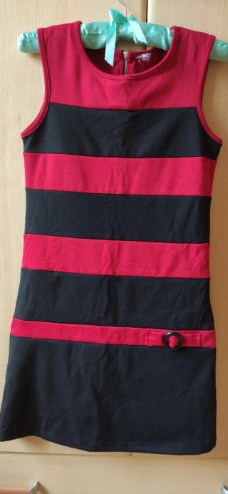 Vestido rayas rojo y negro