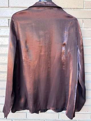 Blusa marrón brillante fiesta Talla Única