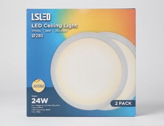 LSLED Plafoniera LED Soffitto 24W Ø280mm 3000K