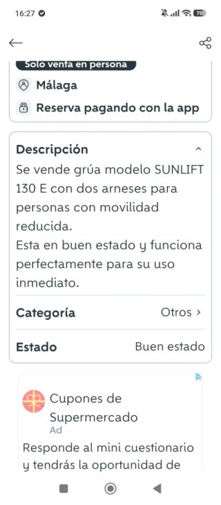 Grúa para personas con movilidad reducida y cama.