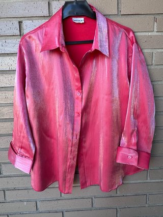 Blusa fiesta coral brillante talla única