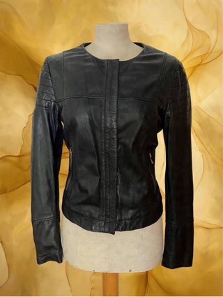 Cazadora Biker Cuero Talla S Mujer De Mango