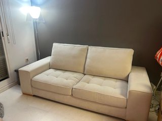 Sofá 2 plazas beige tela