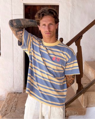 Camiseta Becay Rayas Azul y Amarillo Talla M