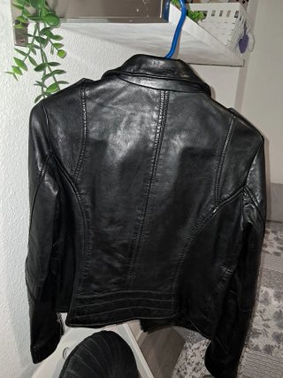 Chaqueta Biker Piel Mango Negra
